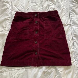 GAP Burgundy Corduroy Retro Button Up Skirt - XS